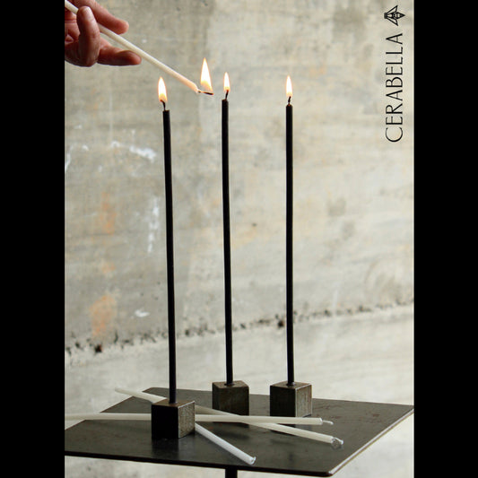 Cerabella MATCH - Taper candle set with candle holders in a gift box