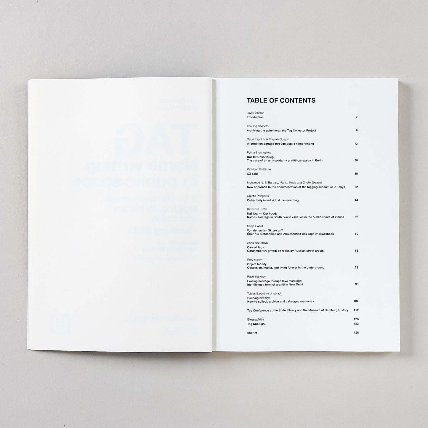 TAG Name writing in public space - Conference proceedings,