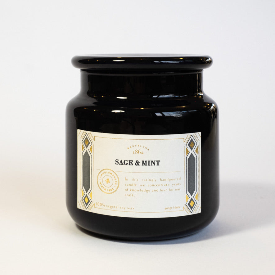 Cerabella Apothecary Duftkerze Salbei & Minze aus Sojawachs im dunklen Deckelglas