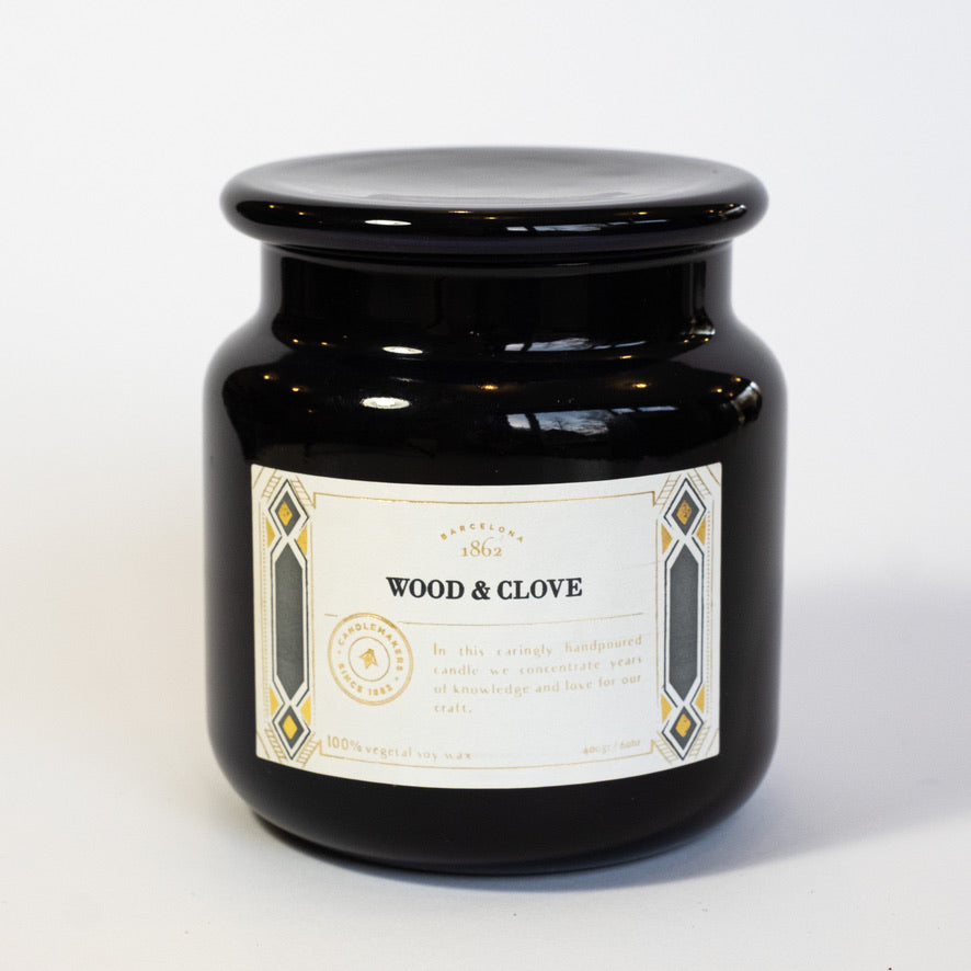 Cerabella Apothecary Duftkerze Holz & Nelke aus Sojawachs im dunklen Deckelglas