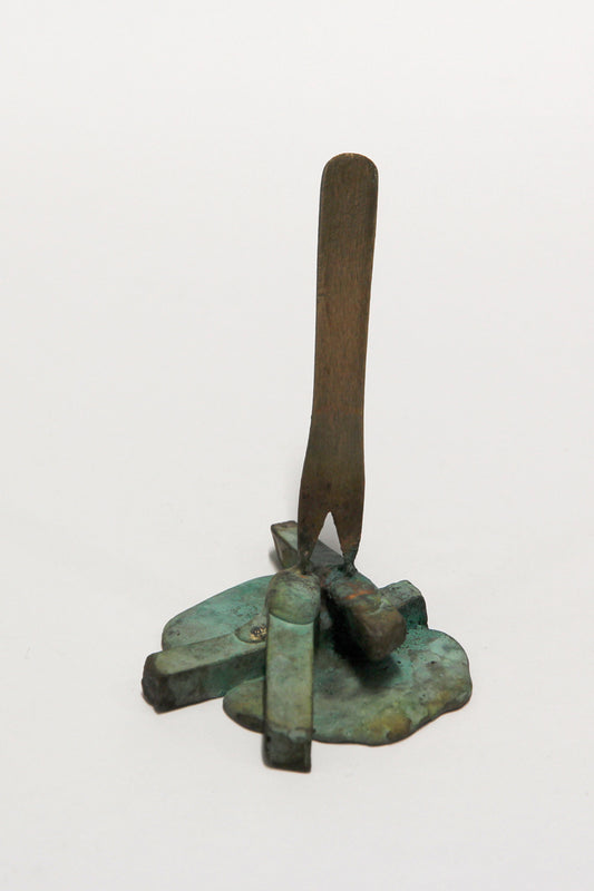 Bronzeskupltur "Little P." von Thomas Judisch, grün patinierte Bronze, serielles Unikat, Objekt 04